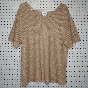 Talbots Short Sleeve Chunky Silk Knit Top 3X Short Sleeve Pullon Beige Sweater
